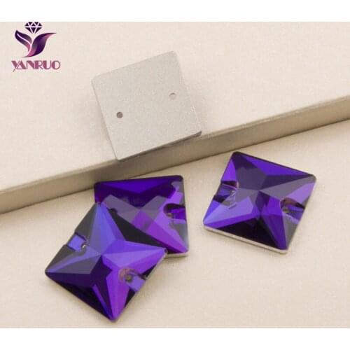 YANRUO 3240 Square Purple Velvet Flat back Rhinestones Crystal Stone Sew on Dress Rhinestones Crystals Sewing Stones Beads