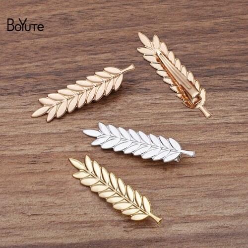 BoYuTe (20 Pieces/Lot) 50*13MM Leaf Welding 35MM Hair Clips DIY Hair Accessories Materials Factory Direct Sale