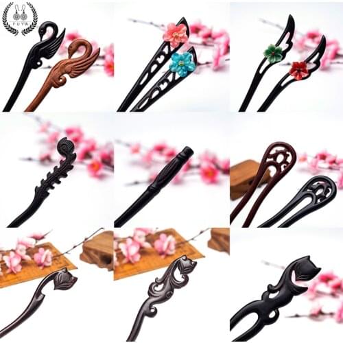 Fox Carved Wood Chopstick Hairpin Hair Stick Pin Clip for Women Hair Head Jewelry 2020 Ornaments Decoration Wedding Accessories