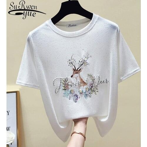 Korean Style Women Cotton Shirt Casual Vintage T Shirt White Pink Ladies Shirt Women Tops Short Sleeve O-neck Shirt 4874 50