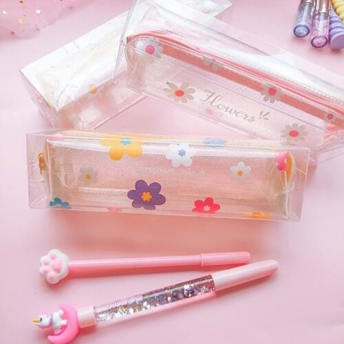 1 Pcs Kawaii Pencil Case Flower School Pencil Box Pencilcase Pencil Bag School Supplies Stationery
