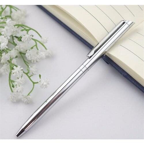 1Pcs Mini 0.5 mm Copper Metal Ballpoint Pen Slim Light Rotating Ball Point Pen Slender Commercial Ink Blue Black Oil Pencil Gift