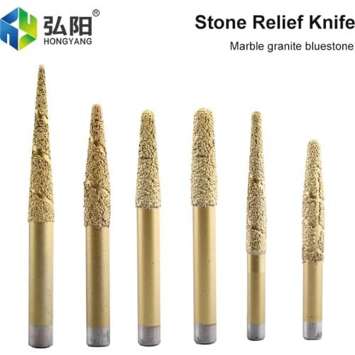 1PC Stone Cutting Relief Bit CNC Milling Machine Granite Marble Chisel Tool Taper Ball Head Diamond Brazing Milling Cutter Bit