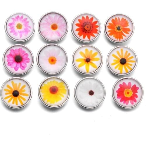 10pcs/lot New Snap Button Jewelry Mixed Style Color Glass 18mm Snap Buttons Fit Snap Bracelet Bangles