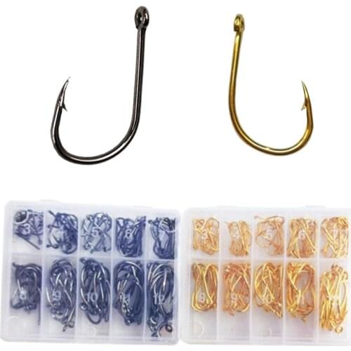 100pcs Fishing Hooks Set Carbon Steel Single Circle Fishhook Fly Fishing Jip Barbed Carp Hooks Sea Tackle Accessories