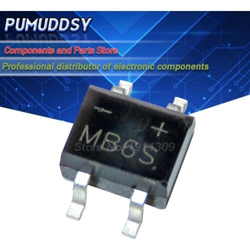 100PCS SMD MB6S 0.5A 600V Single Phases Diode Rectifier Bridge SOP-4