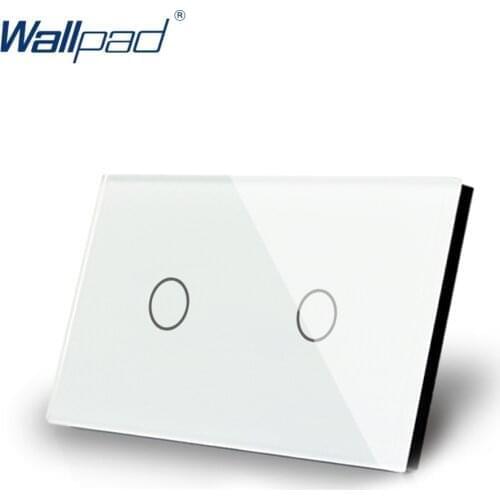 2 Gang 1 Way Dimmer Touch Switch US/AU Standard Wallpad Touch Screen Light Switch White Crystal Glass Panel