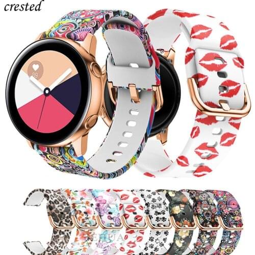 20mm watch strap for Samsung Galaxy Watch 3 41mm active 2 42 Gear S2/Sport band Printed silicone bracelet Amazfit bip active2 42