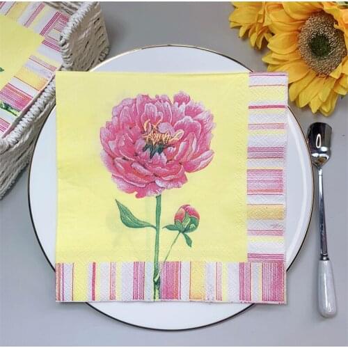 20Pcs/Pack Floral Table Decoupage Paper Napkins Flower Napkin Paper Tissue for Wedding Party Supplies New