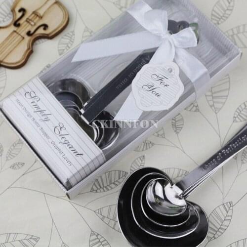 200Set 800Pcs/Lot Love Beyond Measure Heart Shaped Measuring Spoons+wedding Favors Gifts
