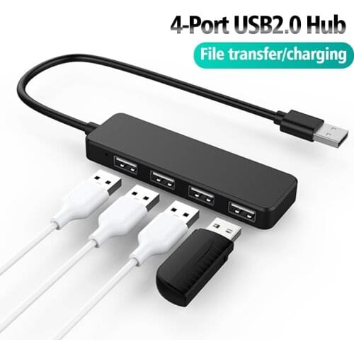 4 Port USB Hub Ultra-thin USB2.0 Usb Data Transfer Charger Splitter Adapter for PC Computer Laptop Flash Disk Mouse Keyboard