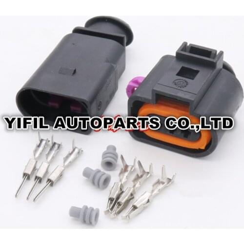 5sets/lot 3 Pin/Way Male And Female Radar Speed Temperature Sensor Plug Car Alarm Horn Connector For VW Tiguan Audi 1J0973703