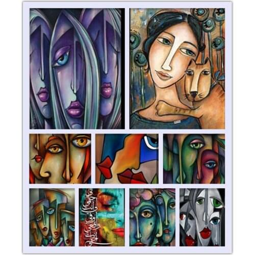 5D DIY Diamond Painting abstract art Mosaic Embroidery diamond stitch Cross kits color woman face pattern Crafts home Decoration