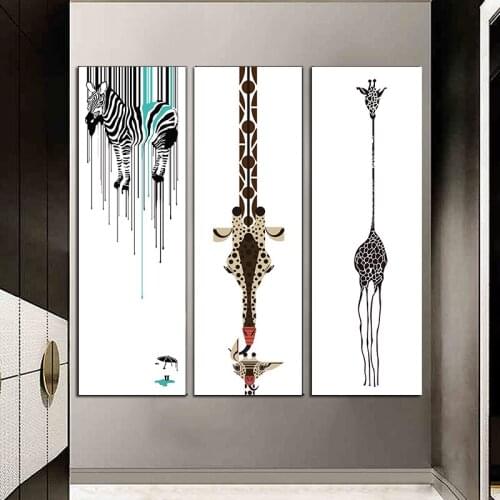 Abstract Nursery Wall Art Canvas Poster Giraffe Zabra African Animal Print Painting Nordic Kids Bedroom Home Decoration Picture