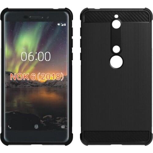 Shock Absorption Cover Soft TPU Anti Scratch Carbon Fiber Design Back Case for NOKIA 6 2018