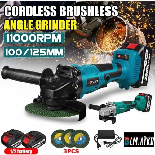 BLMIATKO Cordless Angle Grinder 388V 100mm 125mm Lithium-Ion Battery Polishing Machine Cutting Electric Angle Grinder Power Tool
