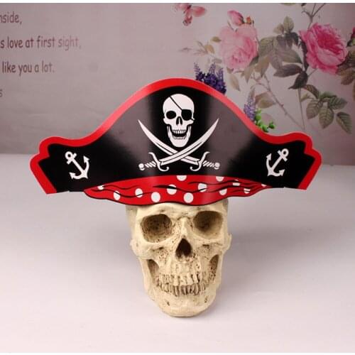24pcs Pirate Theme Paper Hat Pirate Cap Halloween Personality Party Supplies Cosplay Props For Kids