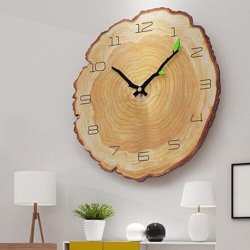 12inch Vintage Wooden Wall Clock Cafe Office Home Kitchen Silent Timepiece Decor Quartz Movement Annual Ring Design Wall decor