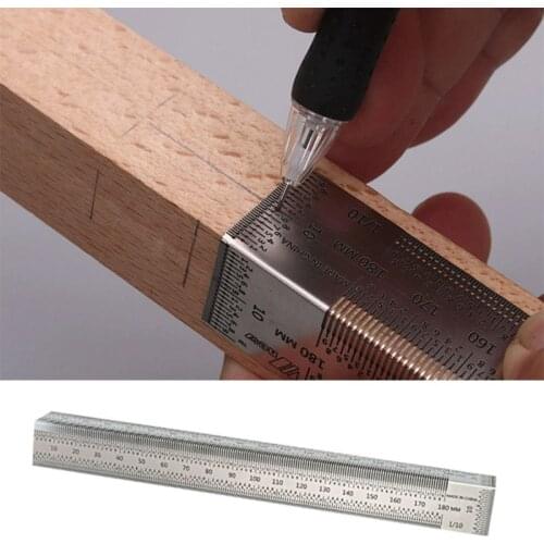 Woodworking Scribing Tool Right Angle Ruler Scale Hole Marking Gauge Vertical Line Marker Scriber Tool with Hole