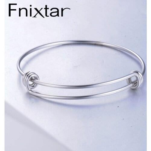 Fnixtar 1.8mm Stainless Steel Wrist Bracelet Bangle Expandable Wire Bangle Wholesale 55mm 60mm 65mm 50piece/lot