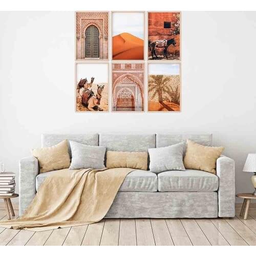 Desert Wall Art Canvas Camel Posters Nordic Style Moroccan Decor Door Donkey Wall Art Morocco Print Painting Decorative Pictures