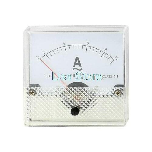 Class 2.5 DH80 AC 0-10A Plastic Square Analog Panel Ammeter Gauge