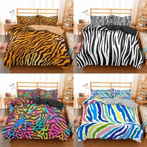 3D Printed Bedding Sets Leopard Series Duvet Cover Soft Bed Cover Pillowcases Queen King Size Gift Bed Set US Free Drop Shipping