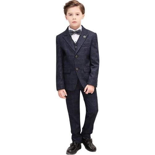 Formal Childrens Dress Suits Sets Flower Boys Wedding Blazer Pants Outfits Kids Wedding Party Prom Piano Performance Costume