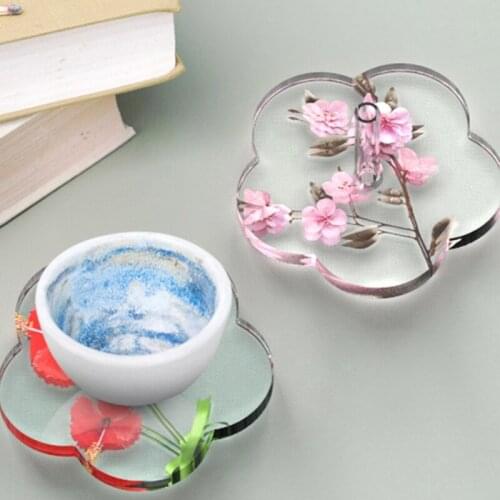 Creative Rotating Axis Flower Coaster Epoxy Resin Mold Cup Mat Silicone Mould DIY Crafts Ornaments Home Decorations Casting