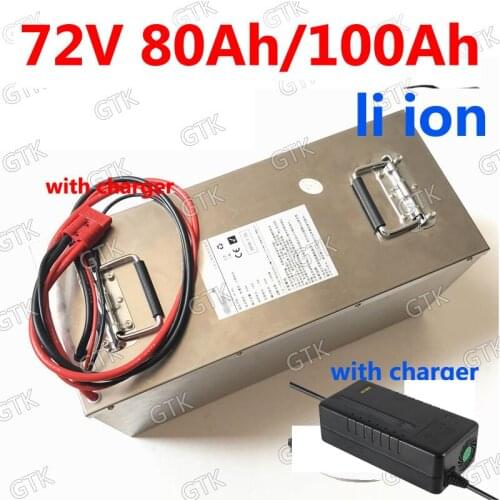 GTK Lithium battery 72v 80Ah li ion 72v 100ah lithium ion for 7000w golf club bicycle bike tricycle motorhome +10A charger