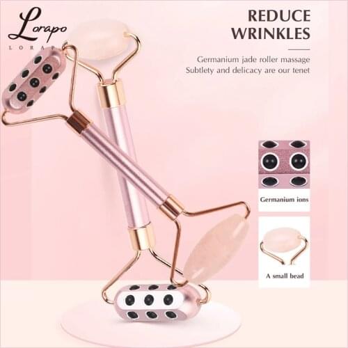 Facial Massager Germanium Metal Roller Massager Natural Rose Quartz Roller Jade Roller Jade Scraping Massage Skin Care Tool