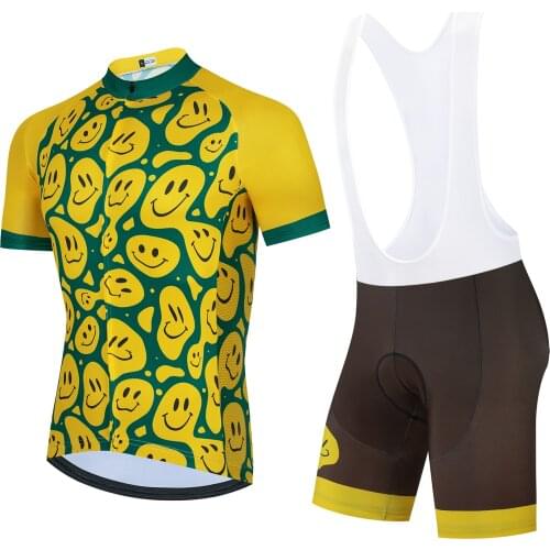 Cartoon Cycling Jersey Set Summer Cycling Wear Yellow Funny Men Bike Clothes Bicycle Clothing MTB Cycling Suit Clothing