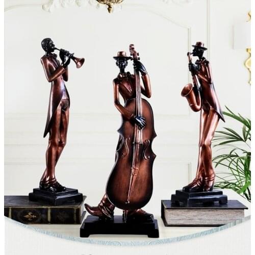 European Resin Musician Music Band Statues Decoration Home Livingroom Bar Cafe Desktop People Sculpture Figurines Crafts Decor