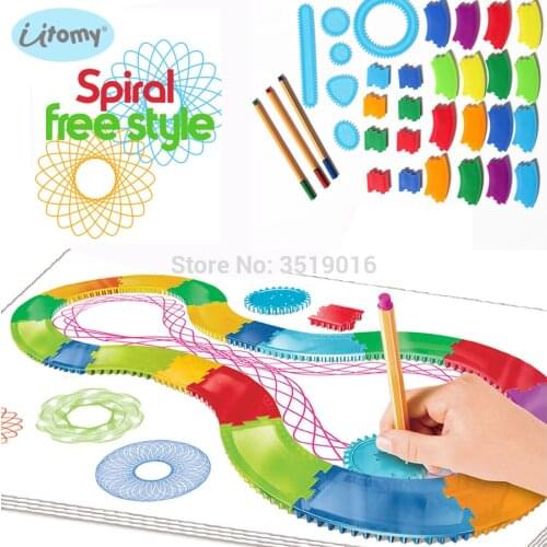 Spirograph Drawing set 30PCS Accessories and 3pcs Design Pens Free style Create Designs Patterns Art Paint Coloring Spiral toys