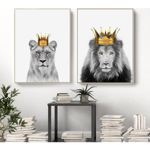 5D DIY Diamond Painting Lion and Lioness with Crown Cross Stitch Kit Full Drill Square Embroidery Mosaic Art Picture Wall Decor