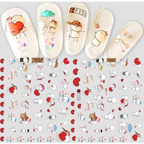 Nail Sticker Decals 3D Nails Slider Art Cartoon Design Decoration Manicure Adhesive Tips Foil Wraps Pegatinas Polish