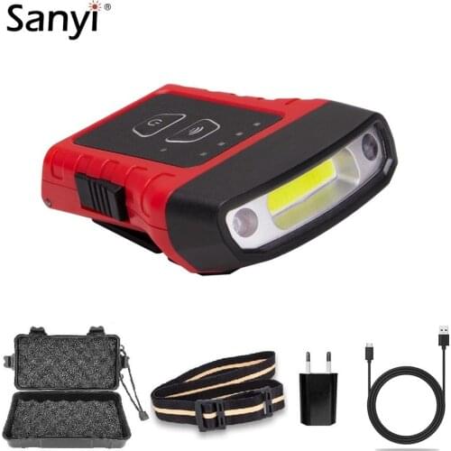 COB LED Cap Lights Finger Sensor Hat Headlight Headlamp Head Flashlight Head Cap Lighting Clip On Light Night Fishing Head Lamp