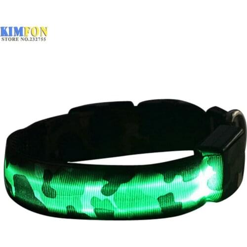 500Pcs/Lot Nylon Camouflage LED Pattern Safety Pets Dogs & Cats LED Collar Leads Lighted Up Camouflage Noctilucen