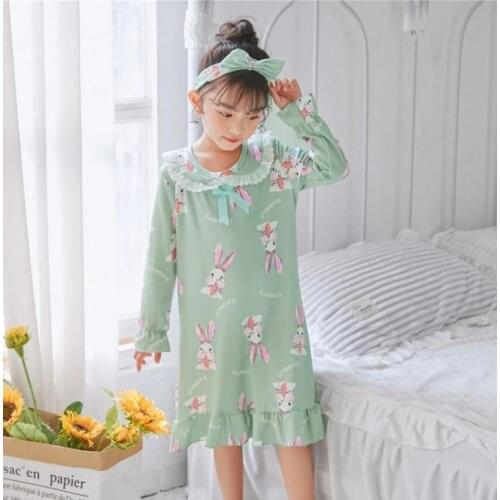 Nightgowns for girls pyjamas kids cartoon pajamas sleepwear long sleeve dress child cotton nightdress spring autumn night dress