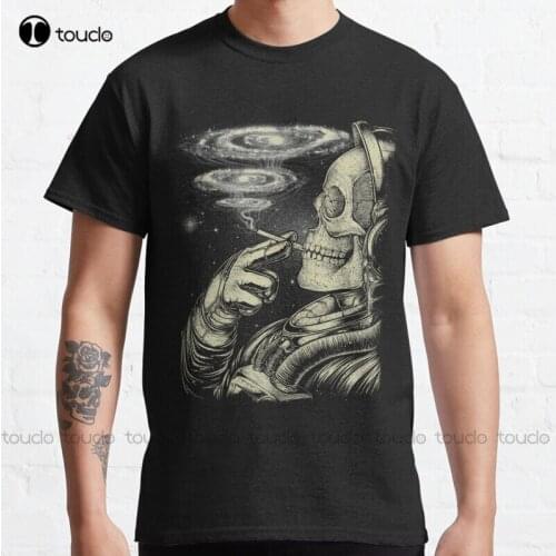 New Winya No. 31 Relaxing Skeleton Astroanut Smoking Amoung The Stars In The Space Classic T-Shirt Cotton Tee Shirt