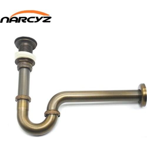 New Bottle Trap Brass Round Siphon Antique/Black P-TRAP Kit Bathroom Vanity Basin Pipe Waste With Pop Up Drain 9231K