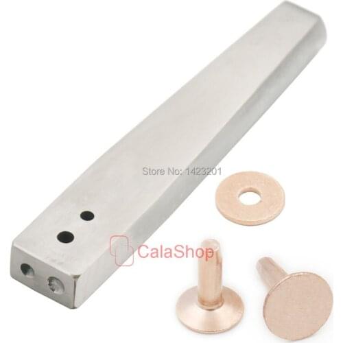 One 304 Burrs Setter Tool Fasteners Permanent and 6 pcs / Lot 12mm x 4mm x 12mm Solid Copper Rivets Gauge Leathercraft Tack