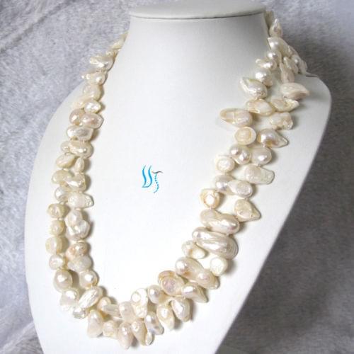 NEW 48" 8-9mm White Baroque Freshwater Mother of Pearl Necklace Strands