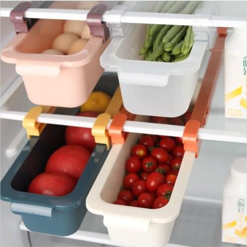 Portable Refrigerator Storage Box Basket Plastic Large Capacity Vegetables Egg Fruit Holder Clipping Hanging Drawer Organizer