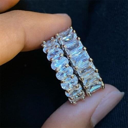 Handmade Finger ring 925 sterling Silver AAAAA Zircon Sona cz Engagement Wedding Band Rings For Women men Jewelry