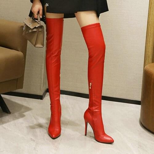 Autumn Winter 11CM High Heel Over the Knee Boots Women Stretch Thigh High Boots Slim Sexy Ladies Long Boots Shoes Cuissardes