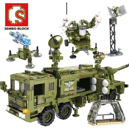 SEMBO Brick 1196Pcs Anti-Aircraft Anti-Missile System Building Block Military WW2 Army Tank Model Toy Educational Gift For Child