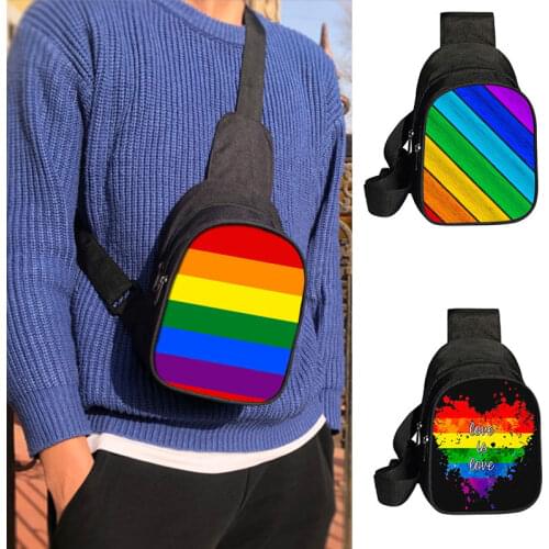Rainbow Print Waist Bag Love Is Love LGBT Fashion Casual Shoulder Bags Chest Bag Travel Portable Mens Storage Bags Gift