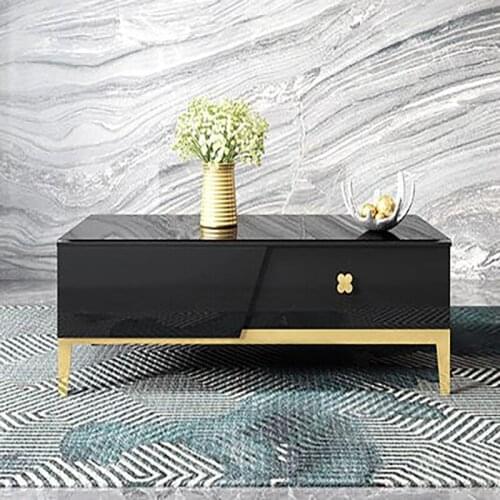 Modern minimalist style luxury coffee table TV cabinet combination living room creative Nordic small apartment stainless steel