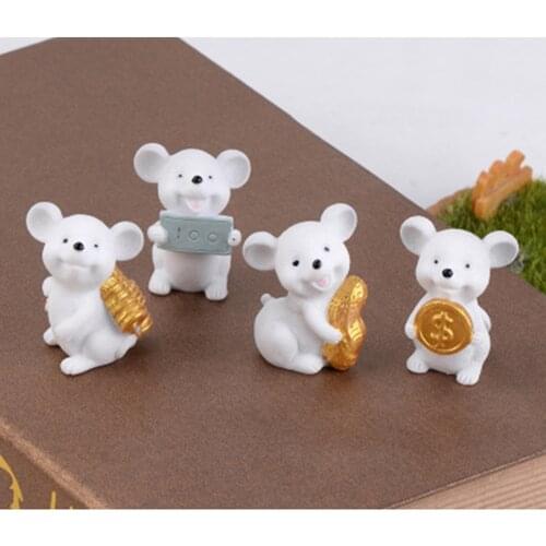 Style 1 Lucky Yellow Money Fortune Cartoon Mouse Ornaments Rich Mice Small Statue Little Figurine Crafts Cute Animal DIY